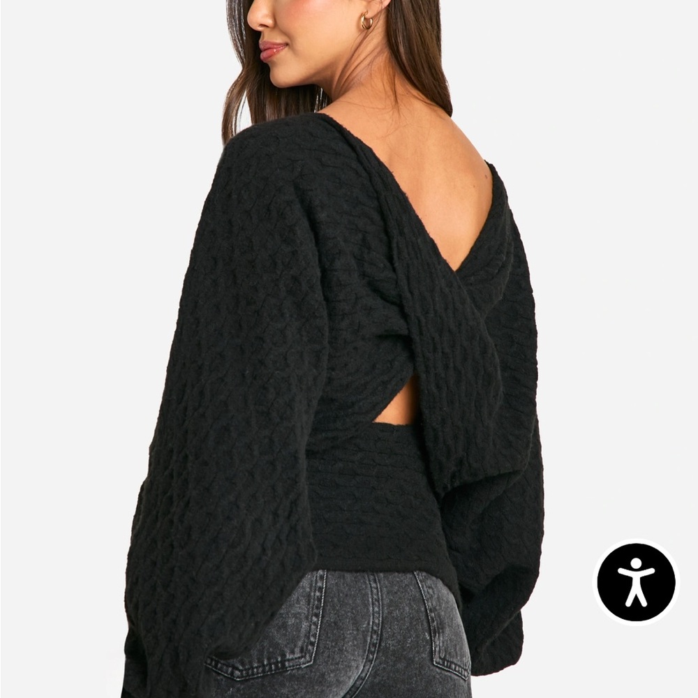 NWT Cable Knot Black Twist Sweater
